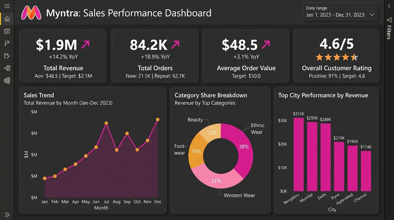 Myntra Sales Performance Dashboard Preview